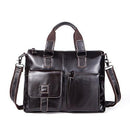 Leather Laptop Bag 14inch Genuine Leather Shoulder Bags Business Briefcase Handbag-260Fcoffee-China-JadeMoghul Inc.