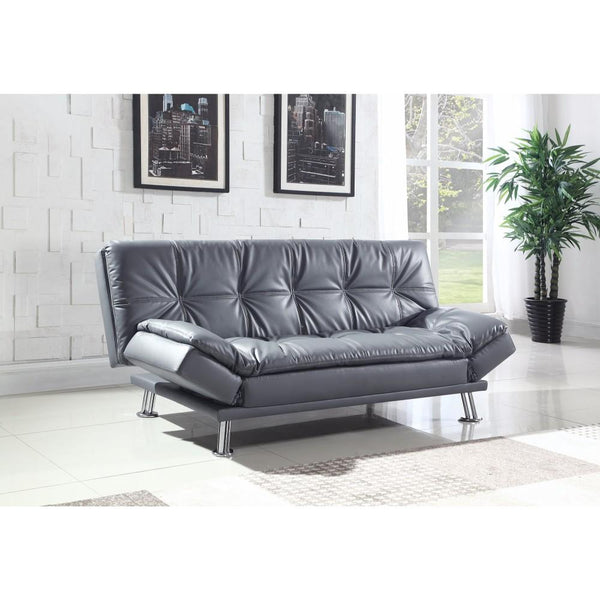 Leather, Retro Style adjustable Sofa bed, Gray-Sleeper Sofas-Gray-JadeMoghul Inc.