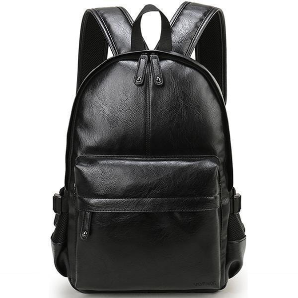 Leather School Backpack - Men Casual Bags-Black-China-JadeMoghul Inc.
