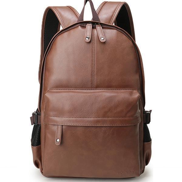 Leather School Backpack - Men Casual Bags-Brown-China-JadeMoghul Inc.