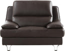 Leather Upholstered Chair with Spilt Back, Pillow Top Armrest and Steel Feet, Dark Brown-Dining Chairs-Brown-Wood, Stainless Steel, Leather-JadeMoghul Inc.