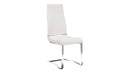 Leatherette Steel Chair with Ergonomically Designed Back, Set of Two, White and Silver-Dining Chairs-White and Silver-Faux Leather and Stainless Steel-JadeMoghul Inc.