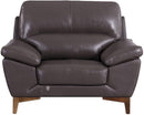 Leatherette Upholstered Chair with Pillow Top Armrests and Wooden Legs, Brown-Dining Chairs-Brown-Wood, Faux Leather-JadeMoghul Inc.