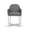 Leatherette Upholstered Dining Chair with Interlaced Metal Base, Gray-Dining Furniture-Gray-Faux Leather and Metal-JadeMoghul Inc.