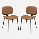 Leatherette Upholstered Dining Chairs with Crisscross Stitch Design, Brown and Black, Pack of Two-Dining Chairs-Brown and Black-Faux Leather and Metal-JadeMoghul Inc.