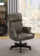 Leatherette Upholstered Tufted Office Chair with Nail-Head Trim, Gray-Chairs-Gray-Leatherette-JadeMoghul Inc.
