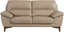 Leatherette Upholstered Wooden Loveseat with Bustle Back and Wooden Legs, Brown-Sofas Sectionals & Loveseats-Brown-Faux leather and wood-JadeMoghul Inc.