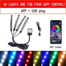 Led Car Foot Ambient Light With USB Cigarette Lighter Backlight Music Control App RGB Auto Interior Decorative Atmosphere Lights JadeMoghul Inc.