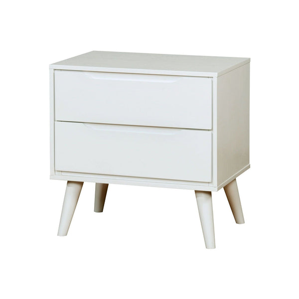 Lennart II Mid-Century Modern Nightstand, White Finish-Nightstands and Bedside Tables-White-Wood-JadeMoghul Inc.