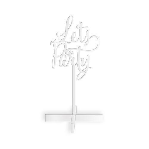 Let's Party Acrylic Sign - White (Pack of 1)-Wedding Signs-JadeMoghul Inc.