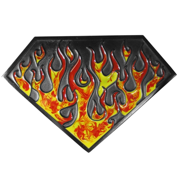 Licensed Sports Accessories - Flame Superman Shield Hitch Cover-Automotive Accessories,Hitch Covers,Cast Metal Hitch Covers Class III, Cast Metal Hitch Covers Class III-JadeMoghul Inc.