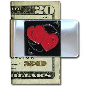 Licensed Sports Accessories - Large Money Clip - Double Heart-Wallets & Checkbook Covers,Money Clips,Steel Money Clips, Steel Money Clips-JadeMoghul Inc.