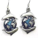 Licensed Sports Originals - Dangle Earrings - Dolphins & Earth-Jewelry & Accessories,Bracelets,Dangle Earrings,Classic Dangle Earrings, Classic Dangle Earrings-JadeMoghul Inc.