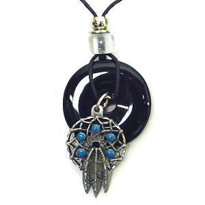 Licensed Sports Originals - Necklace - Dream Catcher-Jewelry & Accessories,Necklaces,Leather Cord Necklaces,Siskiyou Originals,Onyx Colored Accent-JadeMoghul Inc.