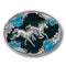 Licensed Sports Originals-Western-Horses - Horses with Turquoise Stones Enameled Belt Buckle-Jewelry & Accessories,Buckles,Enameled Buckles,-JadeMoghul Inc.