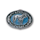 Licensed Sports Originals-Western-Horses - Mare with Colt Enameled Belt Buckle-Jewelry & Accessories,Buckles,Enameled Buckles,-JadeMoghul Inc.