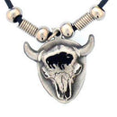 Licensed Sports Originals-Western-Skulls - Bison Skull Adjustable Cord Necklace-Jewelry & Accessories,Necklaces,Adjustable Cord Necklaces-JadeMoghul Inc.