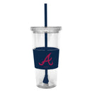 Lidded Cold Cup With Straw - Atlanta Braves-Party Goods/Housewares-JadeMoghul Inc.