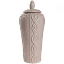 Lidded Jar, Beige-Decorative Jars and Urns-Beige-dolomite-JadeMoghul Inc.