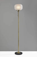 Lighting Light Lamp - 10" X 10" X 65" Antique Brass Glass/Metal Floor Lamp HomeRoots