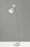 Lighting Light Lamp - 10" X 20.5" X 59" White Metal Floor Lamp HomeRoots