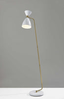 Lighting Light Lamp - 10" X 20.5" X 59" White Metal Floor Lamp HomeRoots