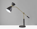 Lighting Light Lamp - 8" X 36.5" X 31.75" Black Metal Adjustable Desk Lamp HomeRoots
