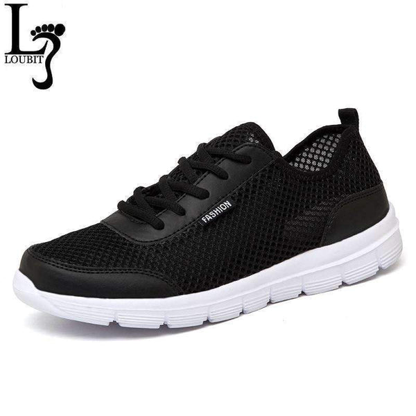 Lightweight Mesh Lace Up Athletic Shoes-Black-4.5-JadeMoghul Inc.