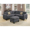 Linen Fabric 4 Pieces Sectional With Cocktail Ottoman and Pillows In Gray-Living Room Furniture Sets-Gray-Polyfiber PlywoodSolid PinePlastic Leg Foam-JadeMoghul Inc.