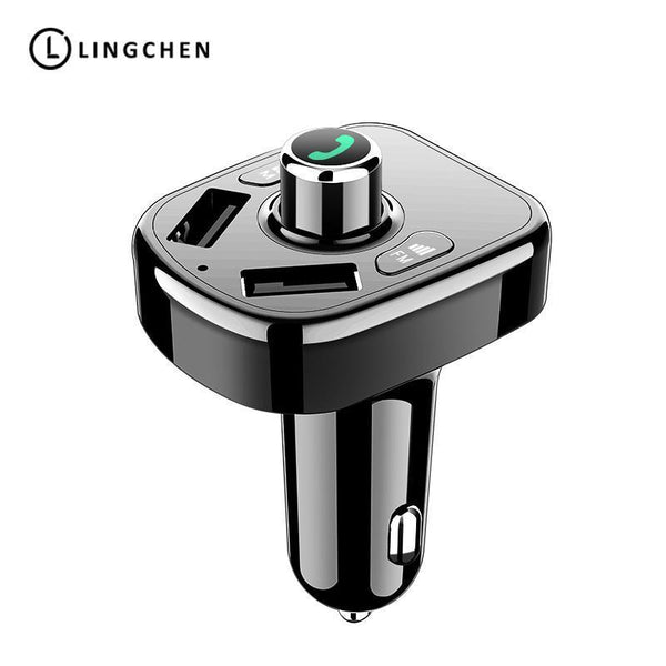 LINGCHEN Dual USB Car Charger Bluetooth Car FM Transmitter Handfree MP3 Audio Player Voltage Detection 2 Port USB Quick Charge--JadeMoghul Inc.