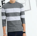 Liseaven 2017 New Autumn Winter Mens Long Sleeve T-Shirt O Neck Striped T Shirt for Men-Gray-M-JadeMoghul Inc.