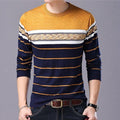 Liseaven Men Sweater O-Neck Casual Striped Sweaters Autumn Winter Brand Mens Pullovers-Orange-XXL-JadeMoghul Inc.