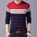 Liseaven Men Sweater O-Neck Casual Striped Sweaters Autumn Winter Brand Mens Pullovers-Red-XXL-JadeMoghul Inc.