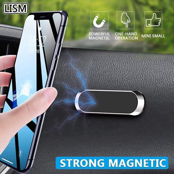 LISM Magnetic Car Phone Holder Dashboard Mini Strip Shape Stand For iPhone Samsung Xiaomi Metal Magnet GPS Car Mount for Wall AExp