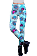 Little Medusa Lucy Blue Print Performance Leggings - Women-Medusa-XS-Blue/Pink-JadeMoghul Inc.