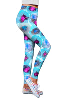 Little Medusa Lucy Blue Print Performance Leggings - Women-Medusa-XS-Blue/Pink-JadeMoghul Inc.