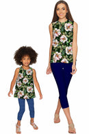 Little Queen of Flowers Emily Sleeveless Party Top - Mommy & Me-Queen of Flowers-18M/2-Green/White-JadeMoghul Inc.