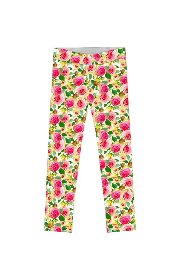 Little Rosarium Lucy Cute Rose Flower Print Leggings - Girls-Rosarium-18M/2-Pink/Yellow/Green-JadeMoghul Inc.