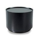 Living Room Furniture One Drawer Round Nightstand with Glass Table Top, Black Benzara