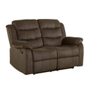 Living Room Furniture Plush Velvet Upholstered Modern Motion Loveseat, Brown Benzara