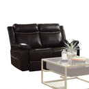 Living Room Furniture Polyurethane Upholstered Recliner Loveseat, Black Benzara