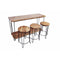 The Urban Port 4 Piece Bar Dining Set/ Rectangular Table With 3 Round Stools, Brown And Black