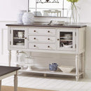 Living Room Furniture Spacious Wooden Server with Turned Legs, Dark Brown & Light Gray Benzara