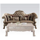 Traditional Poly Resin and Velvet Button Tufted Sofa with 7 Pillows, Gold