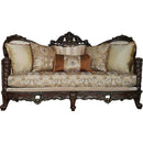 Traditional Style Wooden Sofa with 6 Pillows, Brown