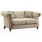 Transitional Metal & Fabric Loveseat With Reversible Cushions, Beige and Brown