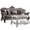 Transitional Velvet Upholstered Wooden Sofa with Five Pillows, Gray