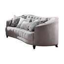 Living Room Furniture Vintage Fabric and Wood Button Tufting Sofa with 5 Pillows, Gray Benzara