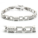 Bangle Bracelet LO1162 Matte Rhodium & Rhodium Brass Bracelet with CZ