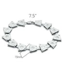Bangle Bracelet LO2003 Matte Rhodium & Rhodium Brass Bracelet with CZ